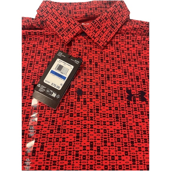 Under‎ Armour Shirt Men's Sz XL X-Large Playoff Polo Red Black Golf NWT - Picture 3 of 7